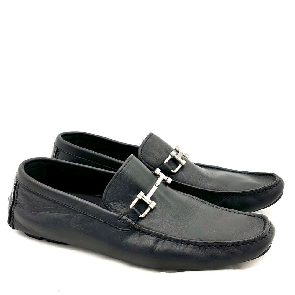 Bally Lendos Black Leather Driving Moccasins Loafers